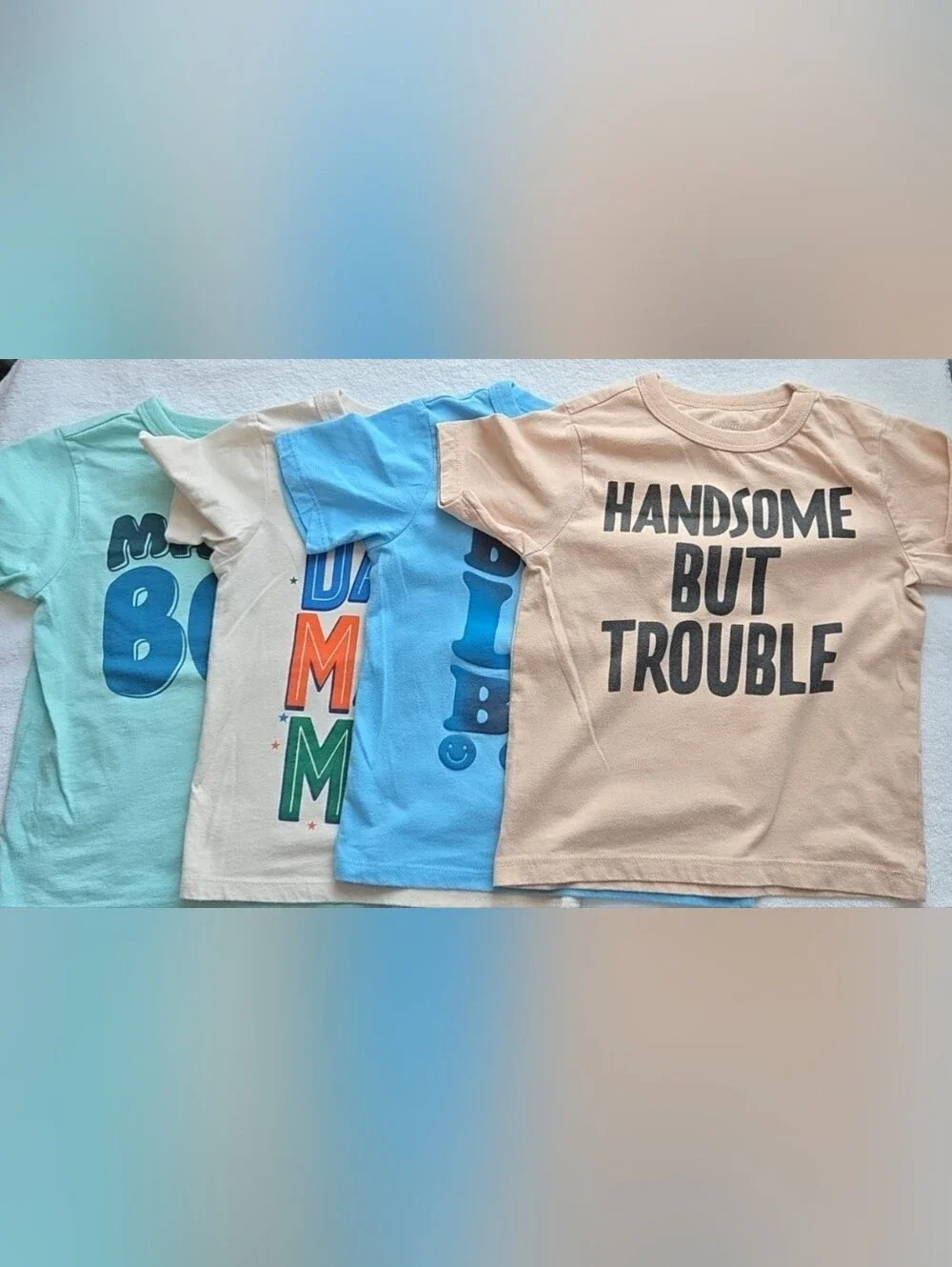 The Children's Place Boys Graphic Tee Bundle 4 - Mint, Cream, Light Blue, Tan,3T
